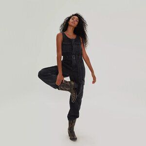 NWT Agolde black denim sleeveless belted jumpsuit, 4